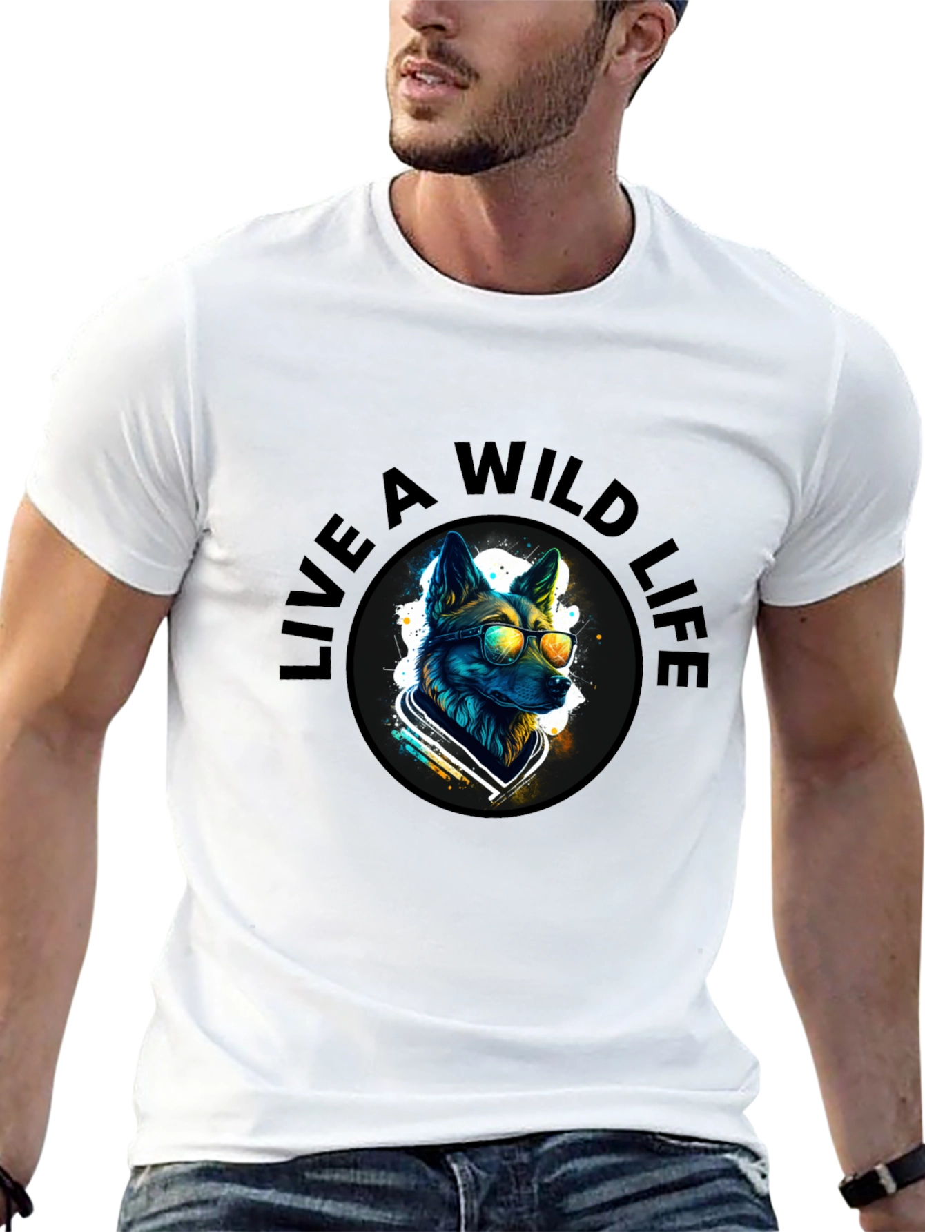 Wild Life Dog Graphic T-Shirt