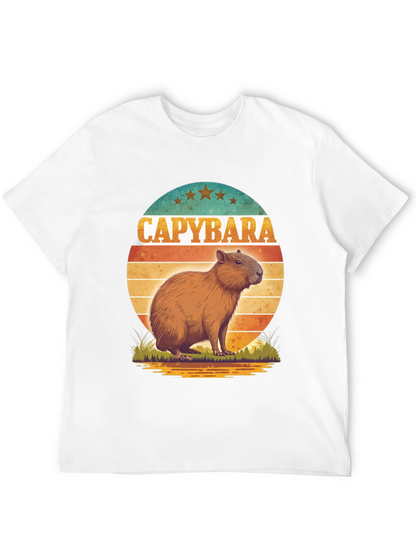 Capybara Retro Sunset Graphic Tee