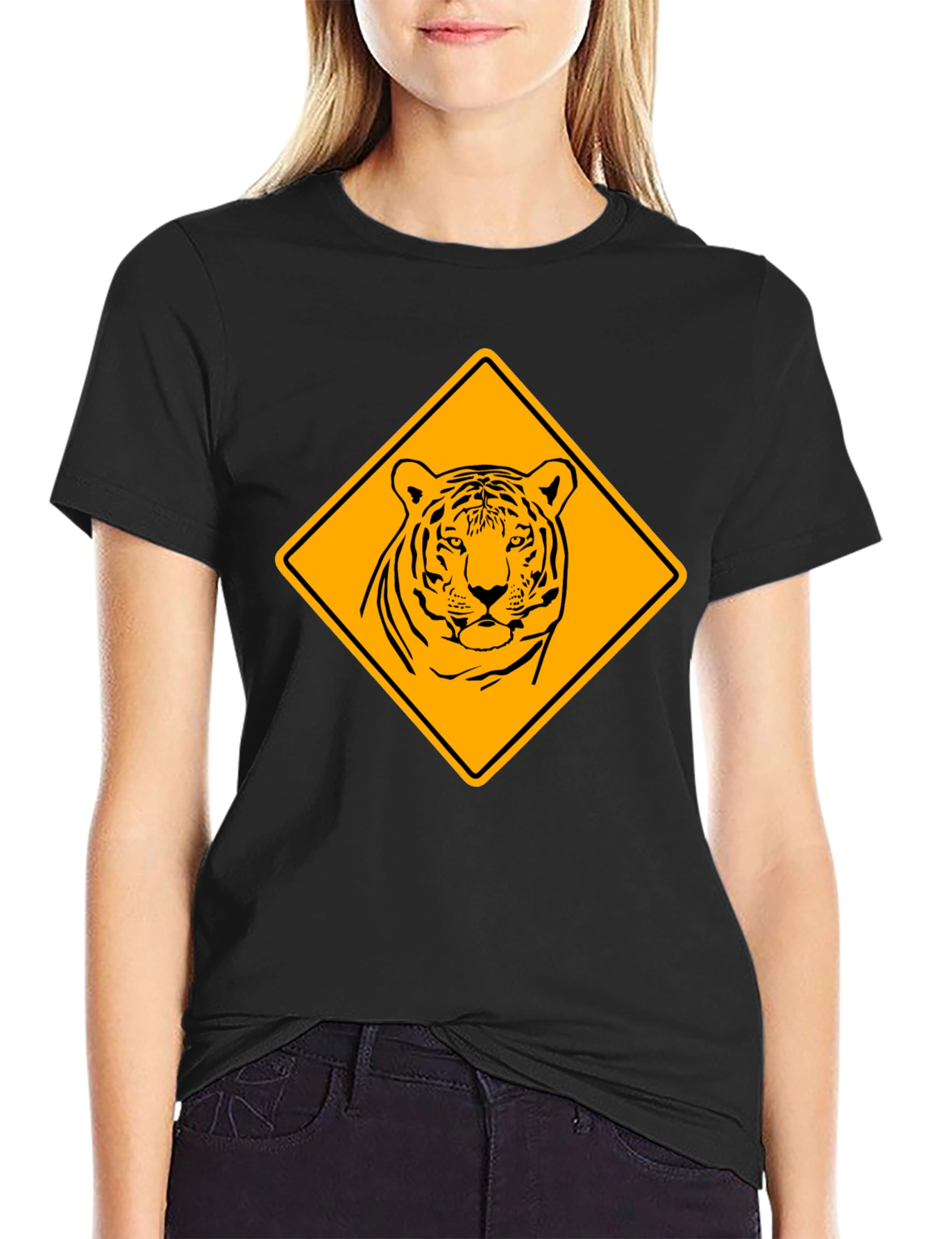 Tiger Warning Sign Graphic Tee
