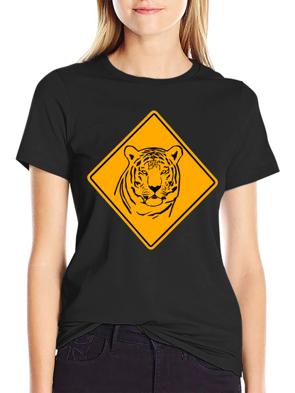 Tiger Warning Sign Graphic Tee