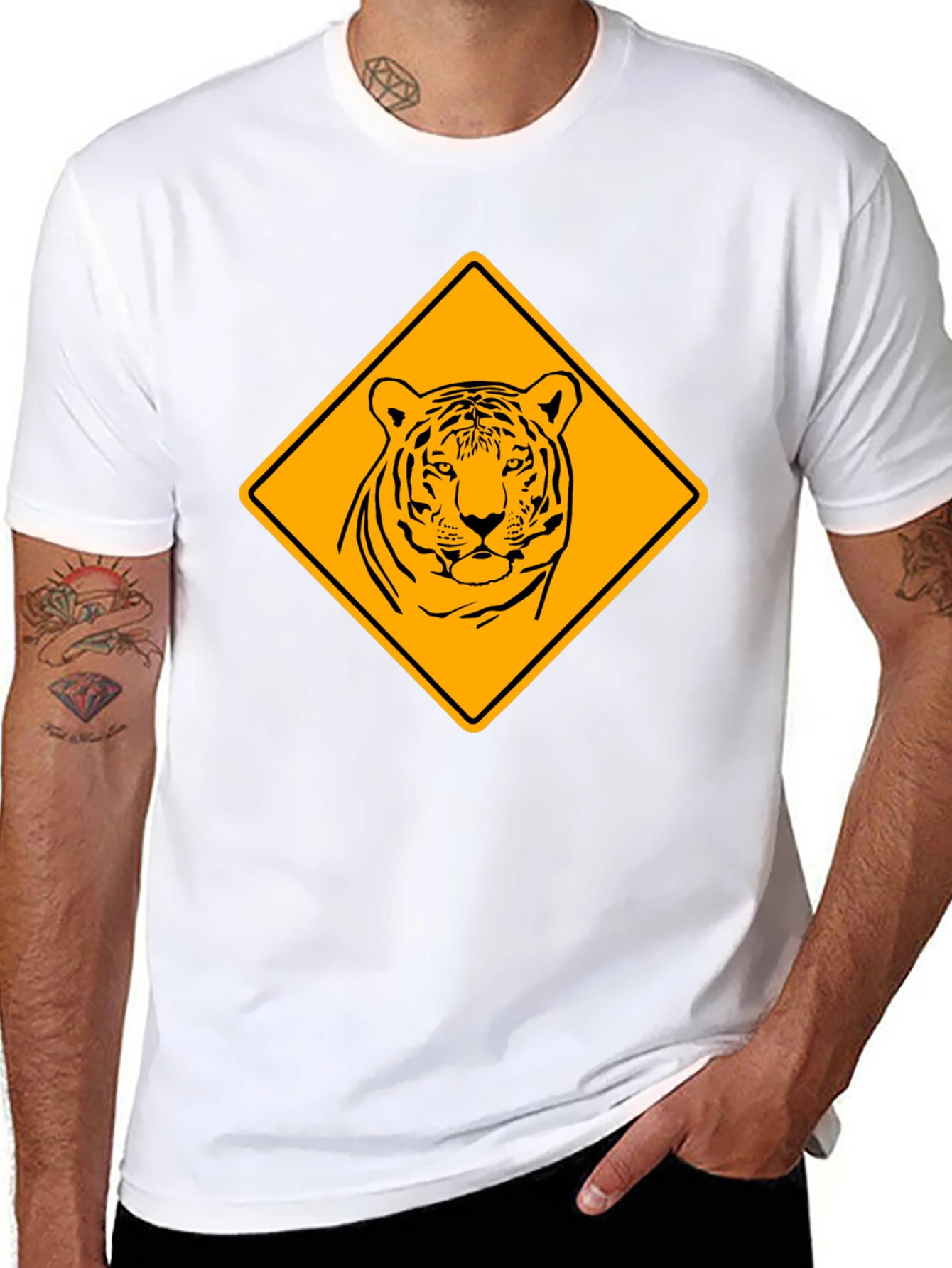Tiger Warning Sign Graphic Tee