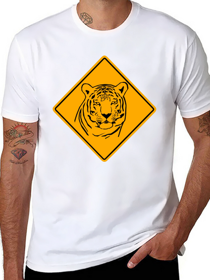 Tiger Warning Sign Graphic Tee