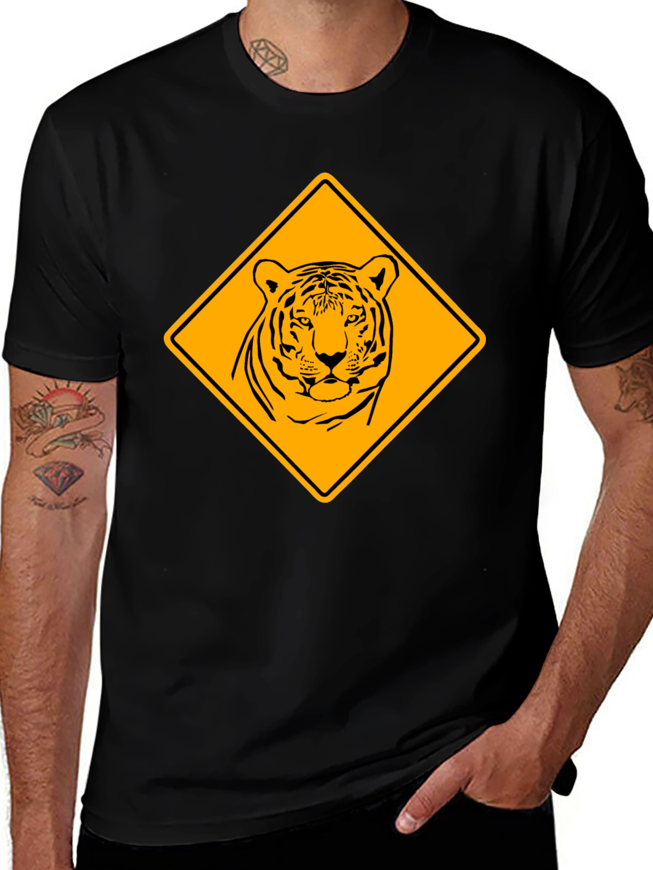 Tiger Warning Sign Graphic Tee
