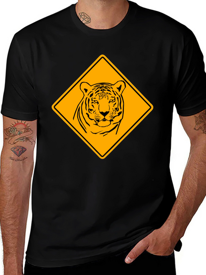 Tiger Warning Sign Graphic Tee