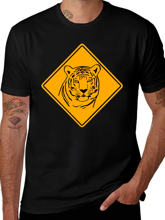 Tiger Warning Sign Graphic Tee