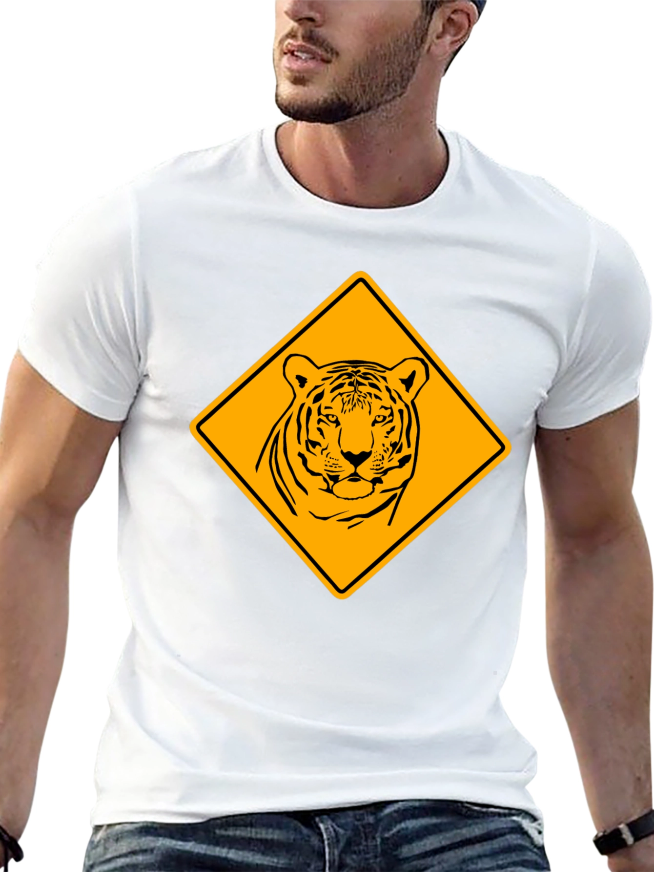 Tiger Warning Sign Graphic Tee