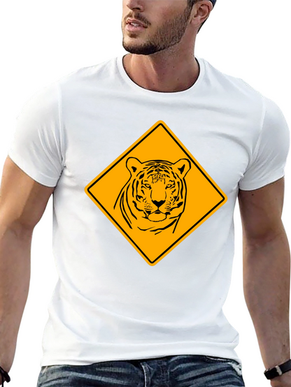Tiger Warning Sign Graphic Tee