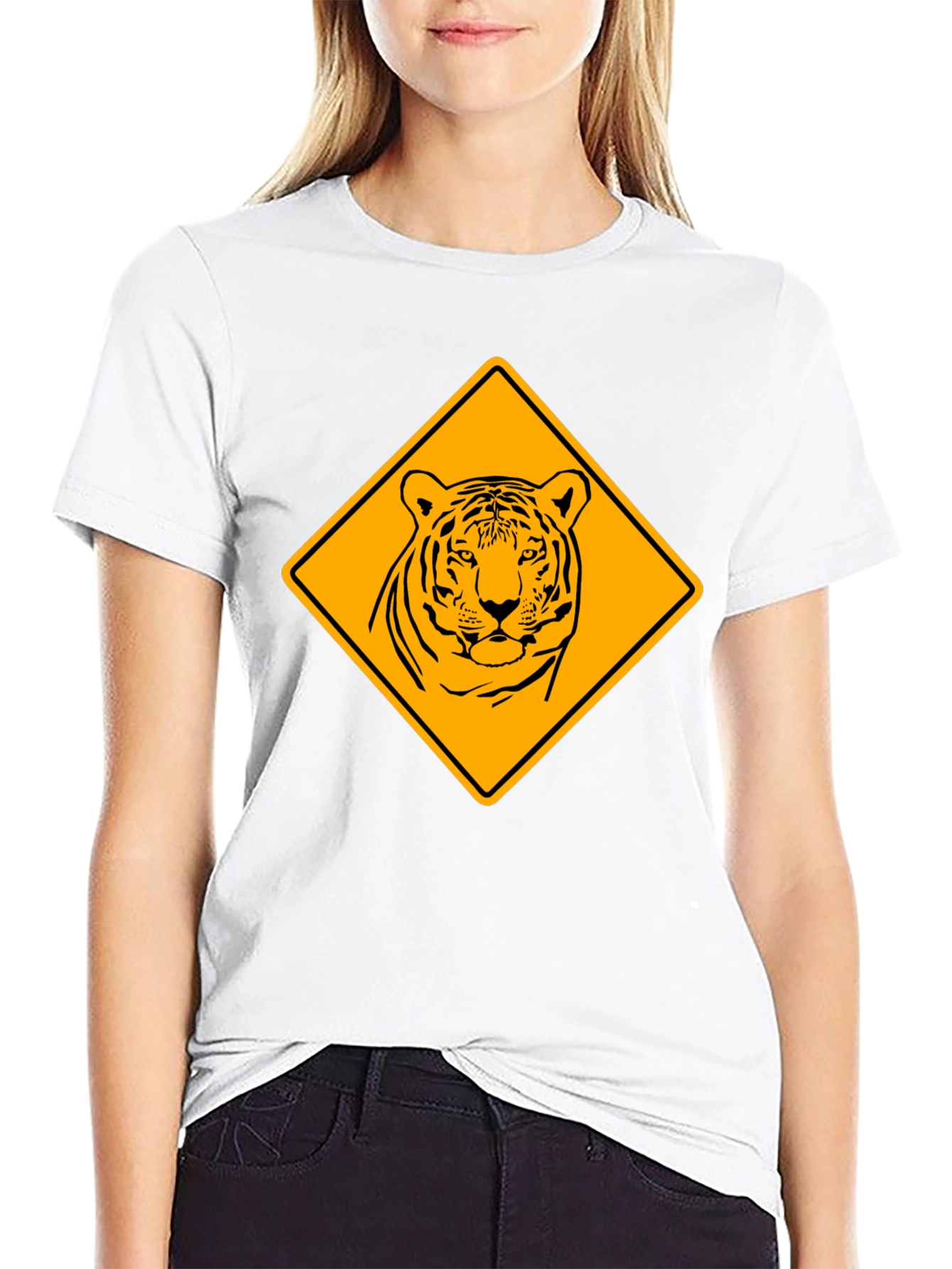 Tiger Warning Sign Graphic Tee