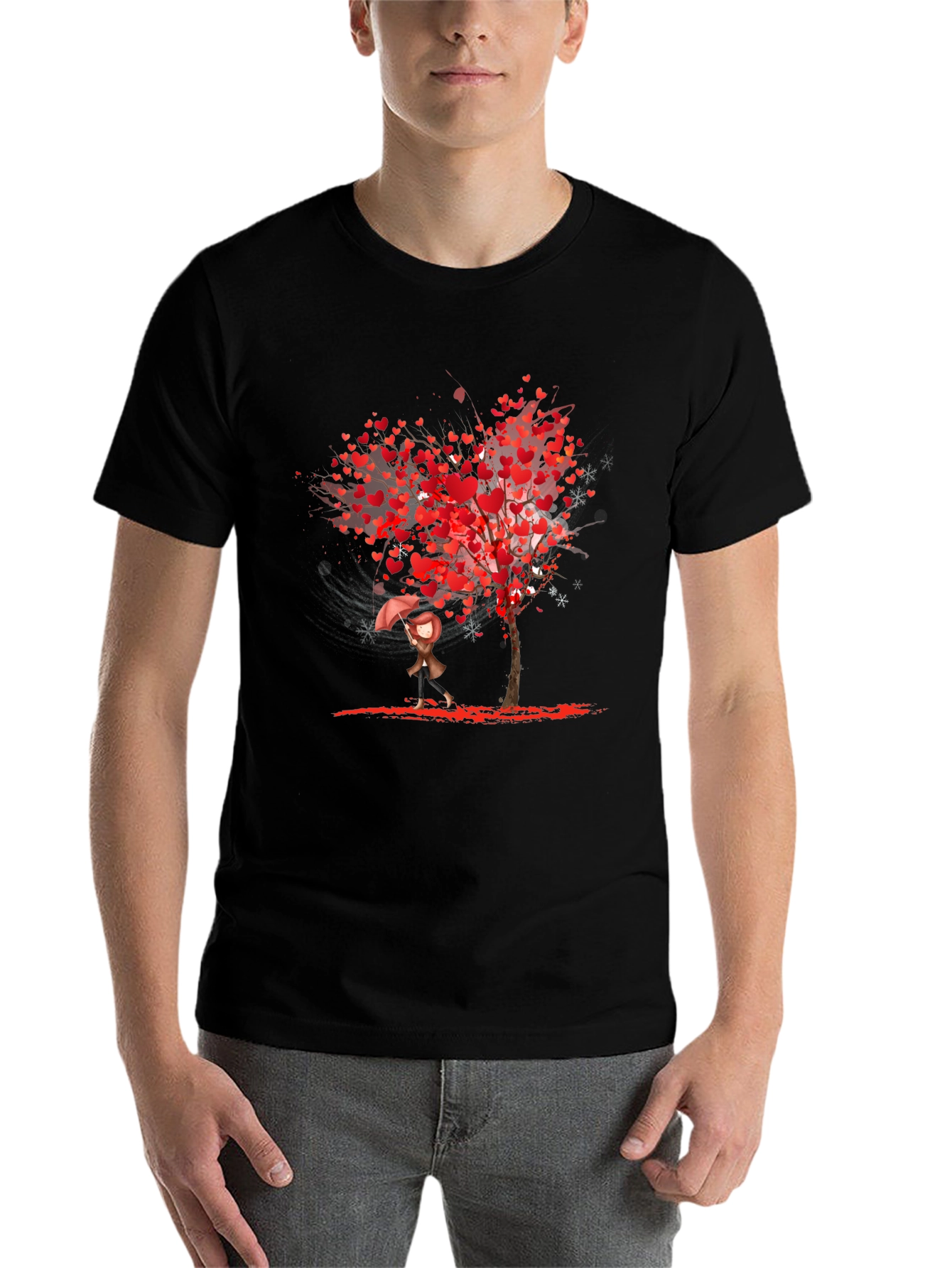 Heart Tree Graphic Black T-Shirt