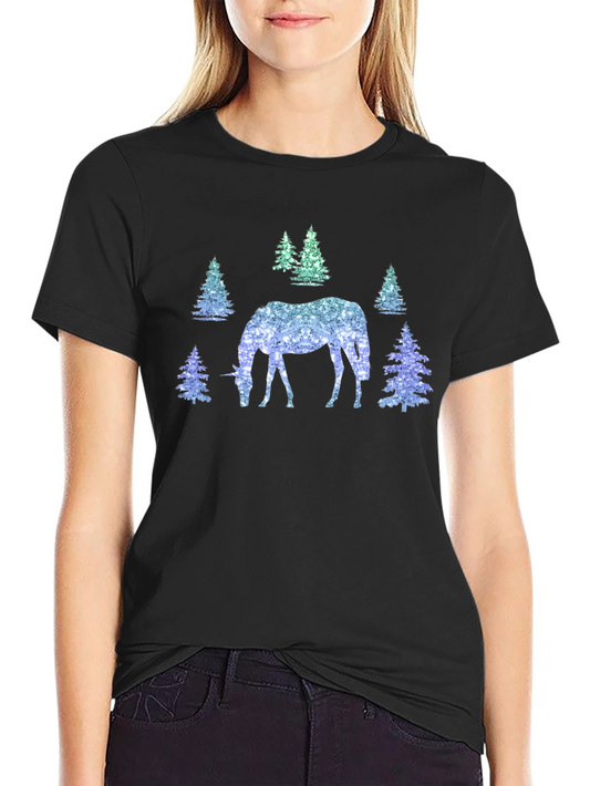 Unicorn Forest Graphic T-Shirt - Black