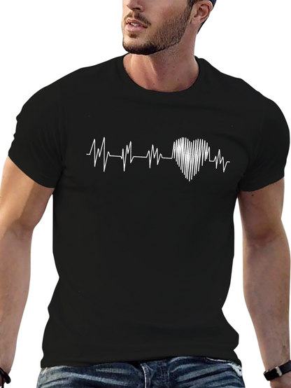 Heartbeat Graphic Tee - Mens Black T-Shirt