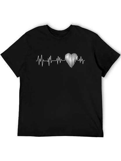 Heartbeat Graphic Tee - Mens Black T-Shirt