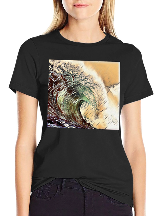 Wave Design Black T-Shirt