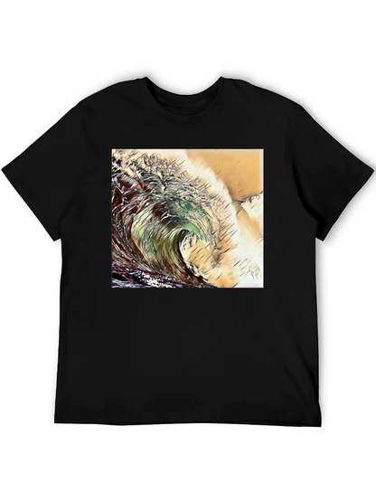 Wave Design Black T-Shirt