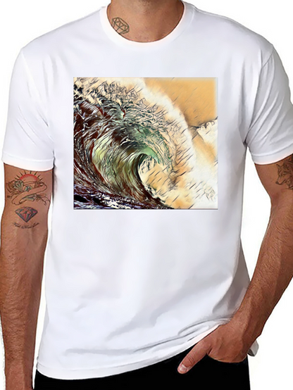 Wave Design Black T-Shirt