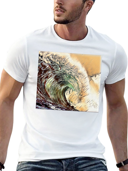 Wave Design Black T-Shirt