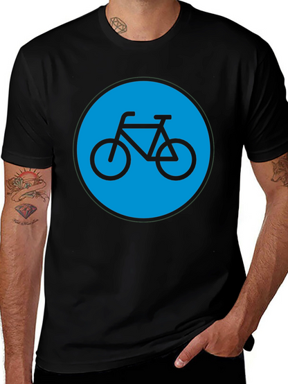 Bike Graphic T-Shirt - Black Cotton Blend Casual Tee