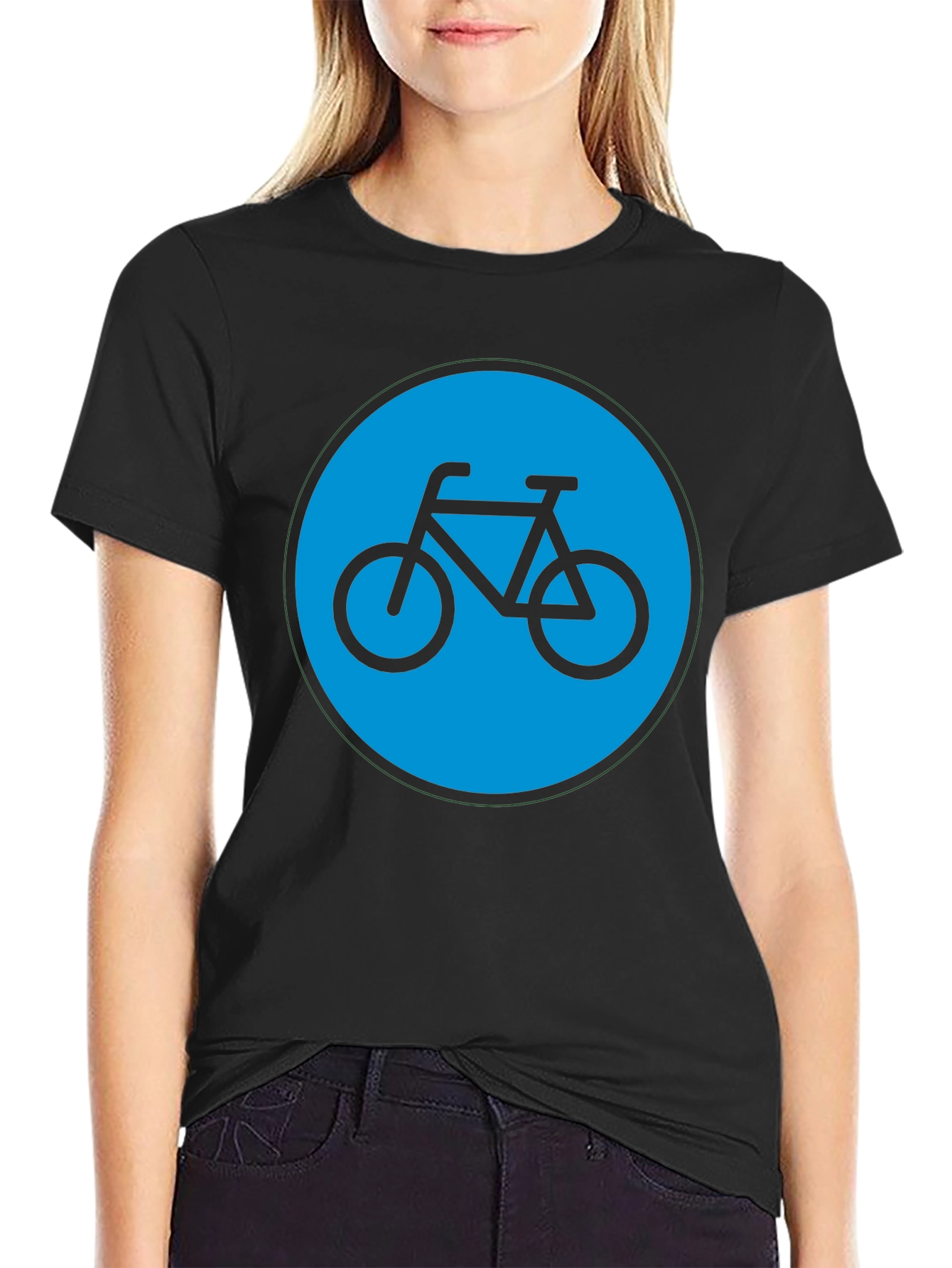 Bike Graphic T-Shirt - Black Cotton Blend Casual Tee