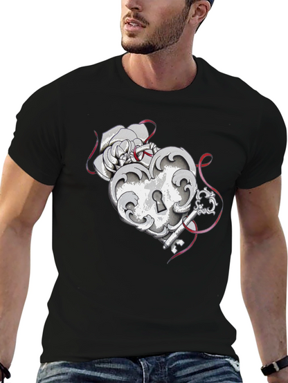 Heart Lock and Key Graphic Tee