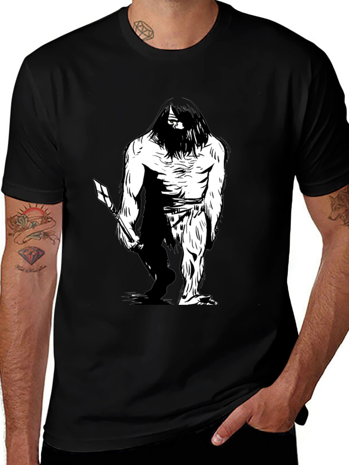 Sasquatch Graphic Tee - Black Cotton Blend T-Shirt