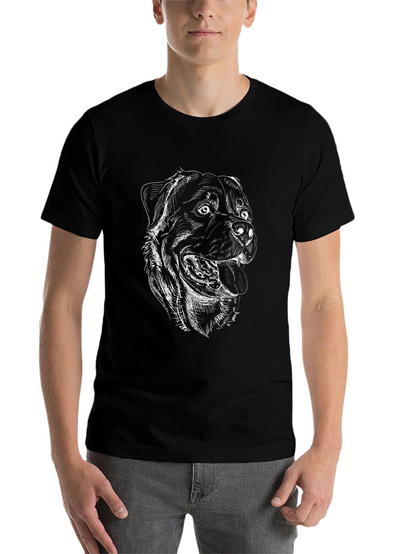 Rottweiler Sketch Graphic Tee - Black Cotton Shirt