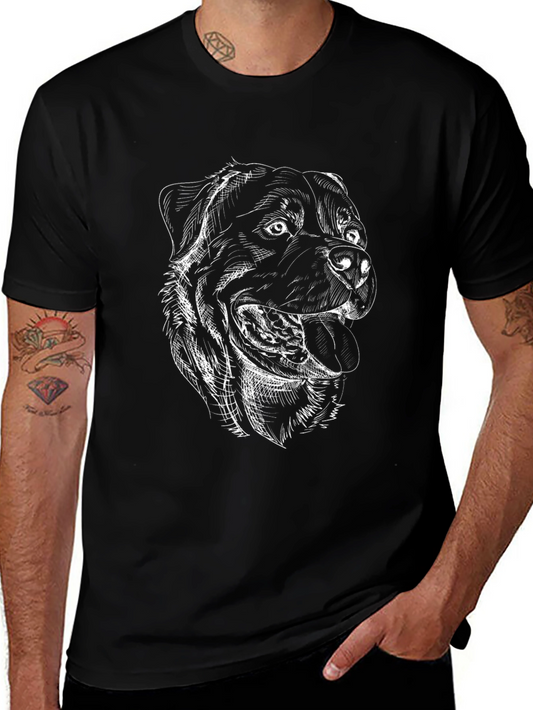 Rottweiler Sketch Graphic Tee - Black Cotton Shirt
