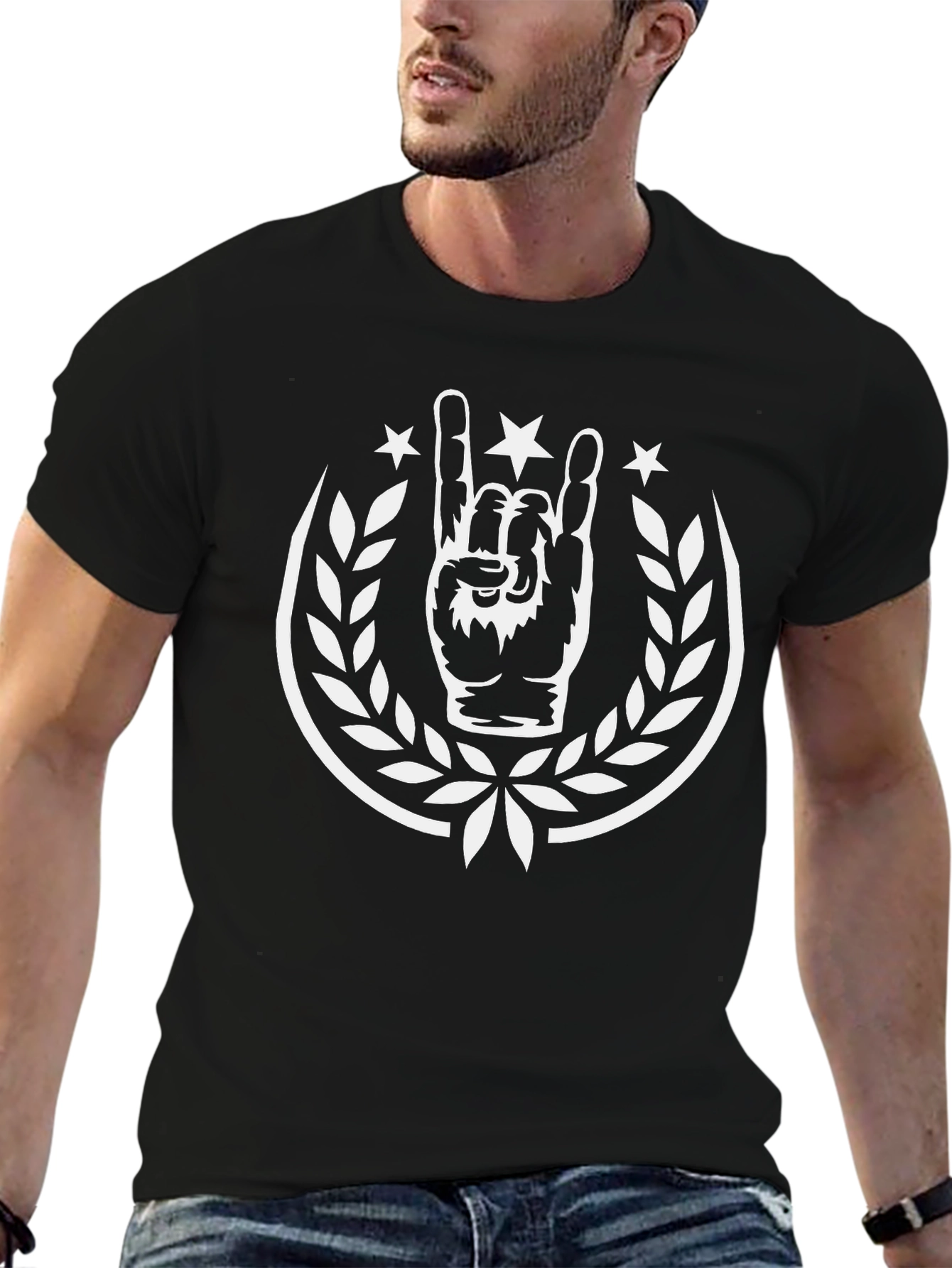 Rock On Tee - Black T-Shirt with Graphic Print
