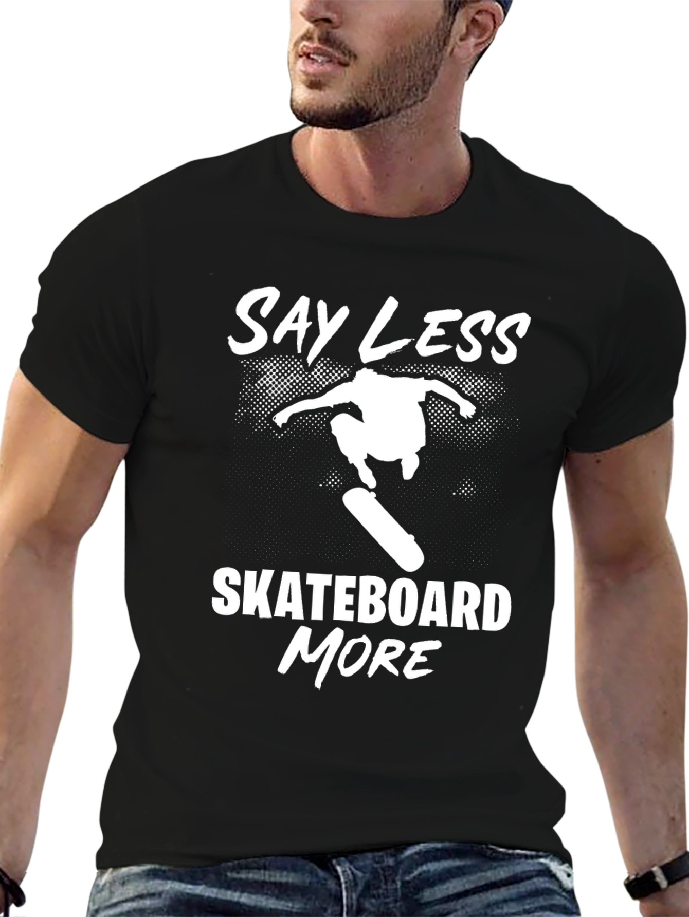 Say Less Skateboard More Graphic T-Shirt - Black