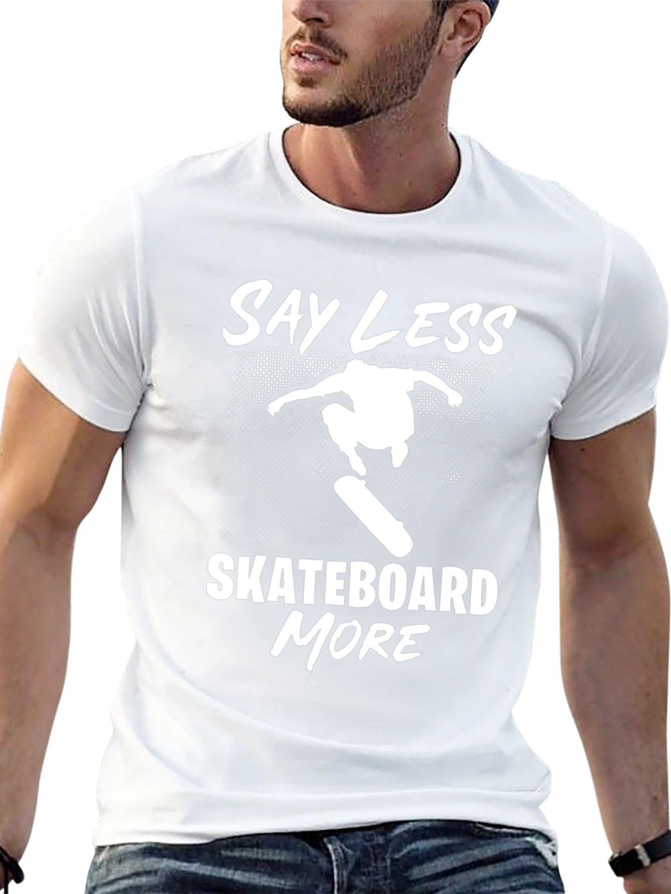 Say Less Skateboard More Graphic T-Shirt - Black