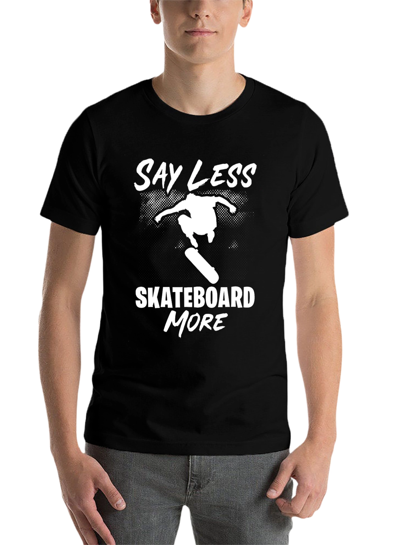 Say Less Skateboard More Graphic T-Shirt - Black