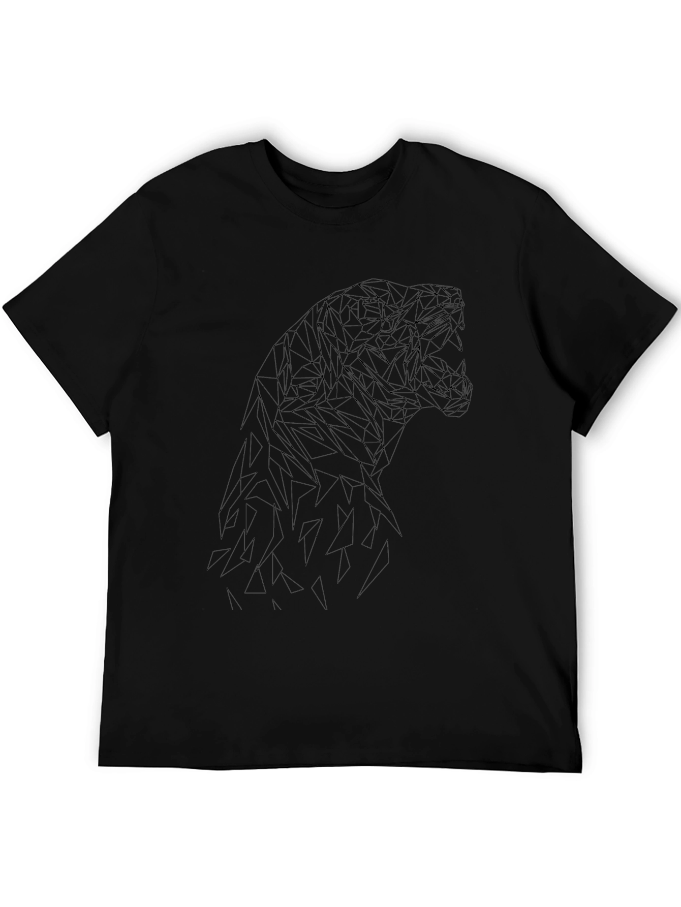 Geometric Tiger Graphic Black T-Shirt