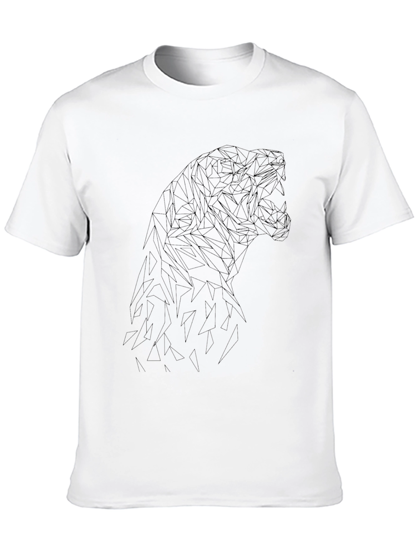 Geometric Tiger Graphic Black T-Shirt