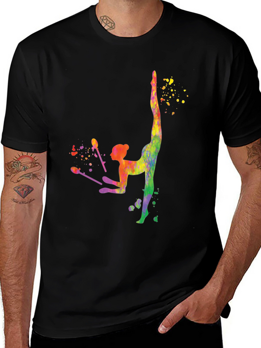 Gymnast Watercolor Graphic Tee - Athletic Style