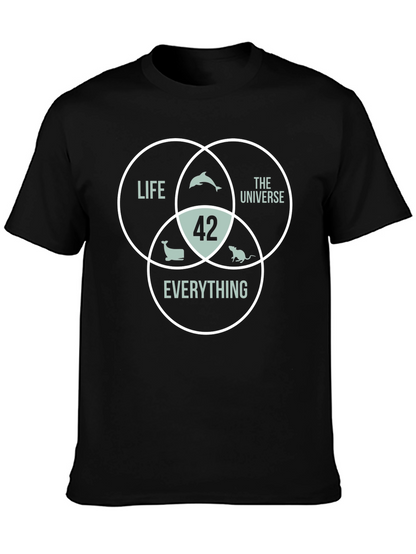 42 The Answer T-Shirt Life Universe Everything Black Cotton Tee