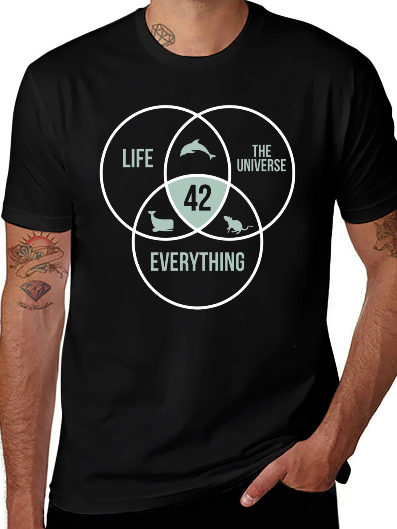 42 The Answer T-Shirt Life Universe Everything Black Cotton Tee