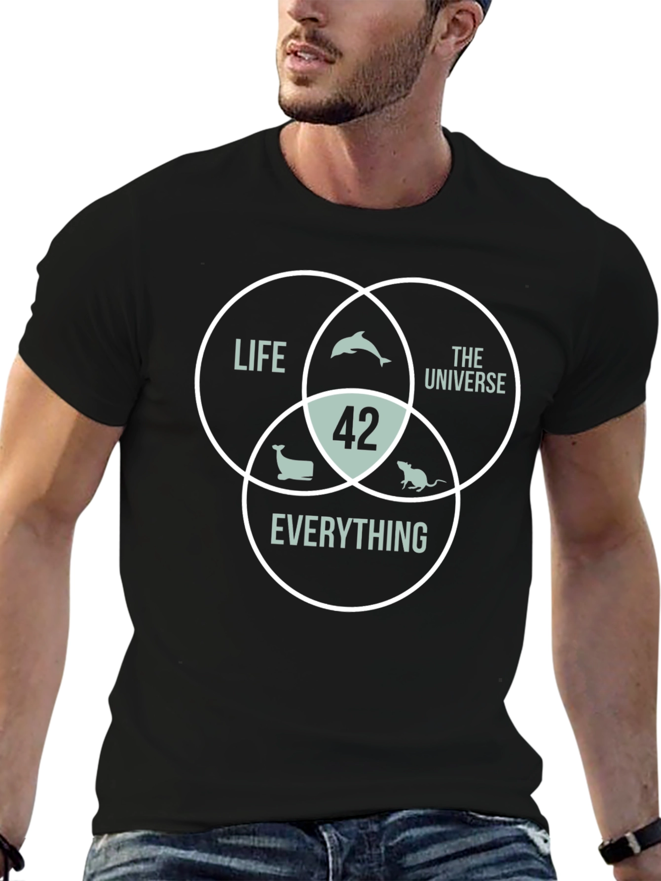 42 The Answer T-Shirt Life Universe Everything Black Cotton Tee