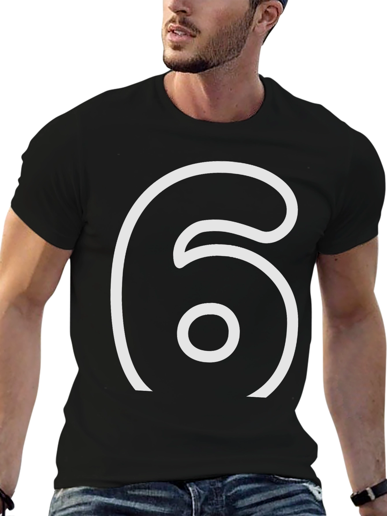 Minimalist Number 6 Black T-Shirt