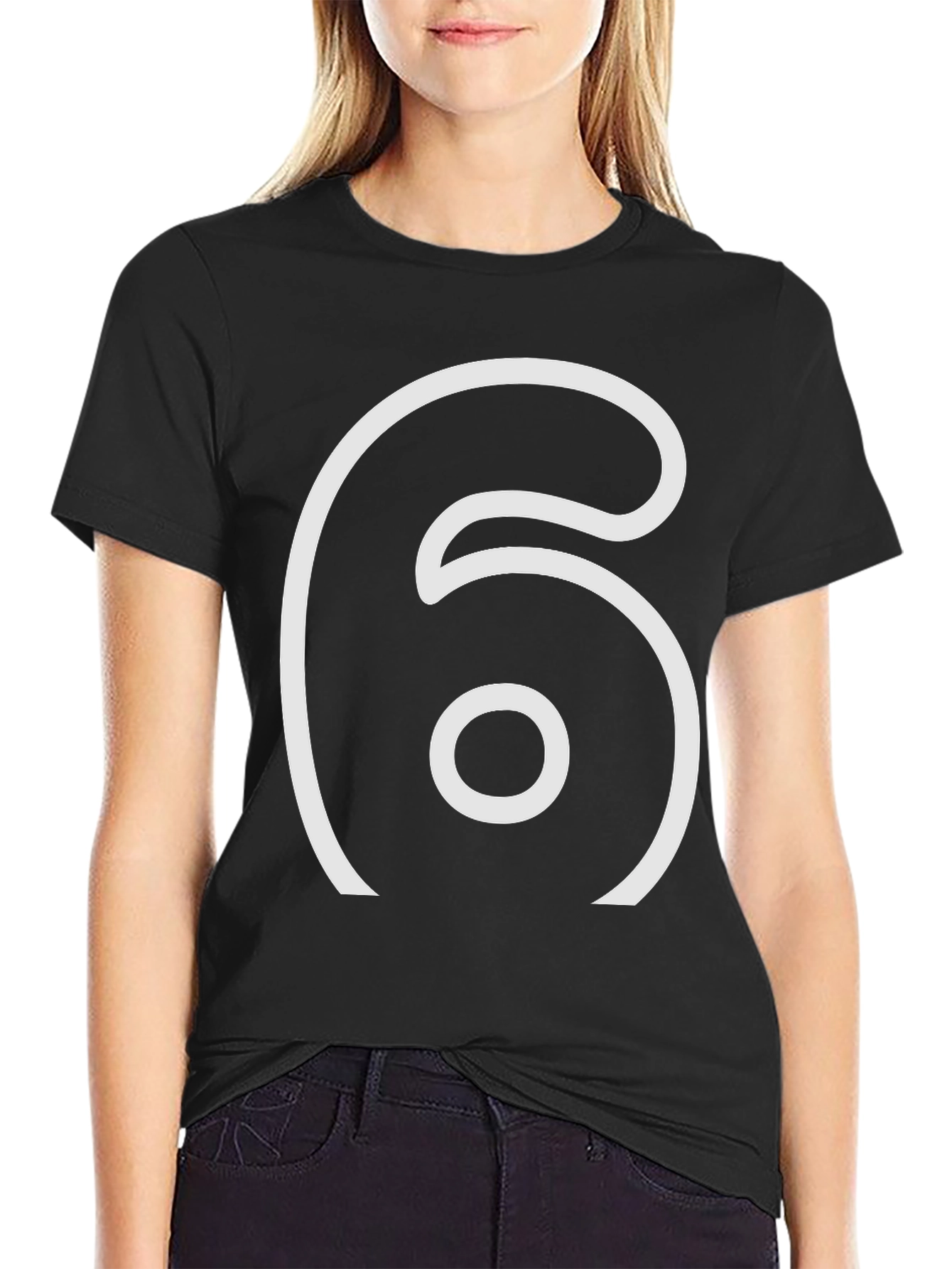 Minimalist Number 6 Black T-Shirt