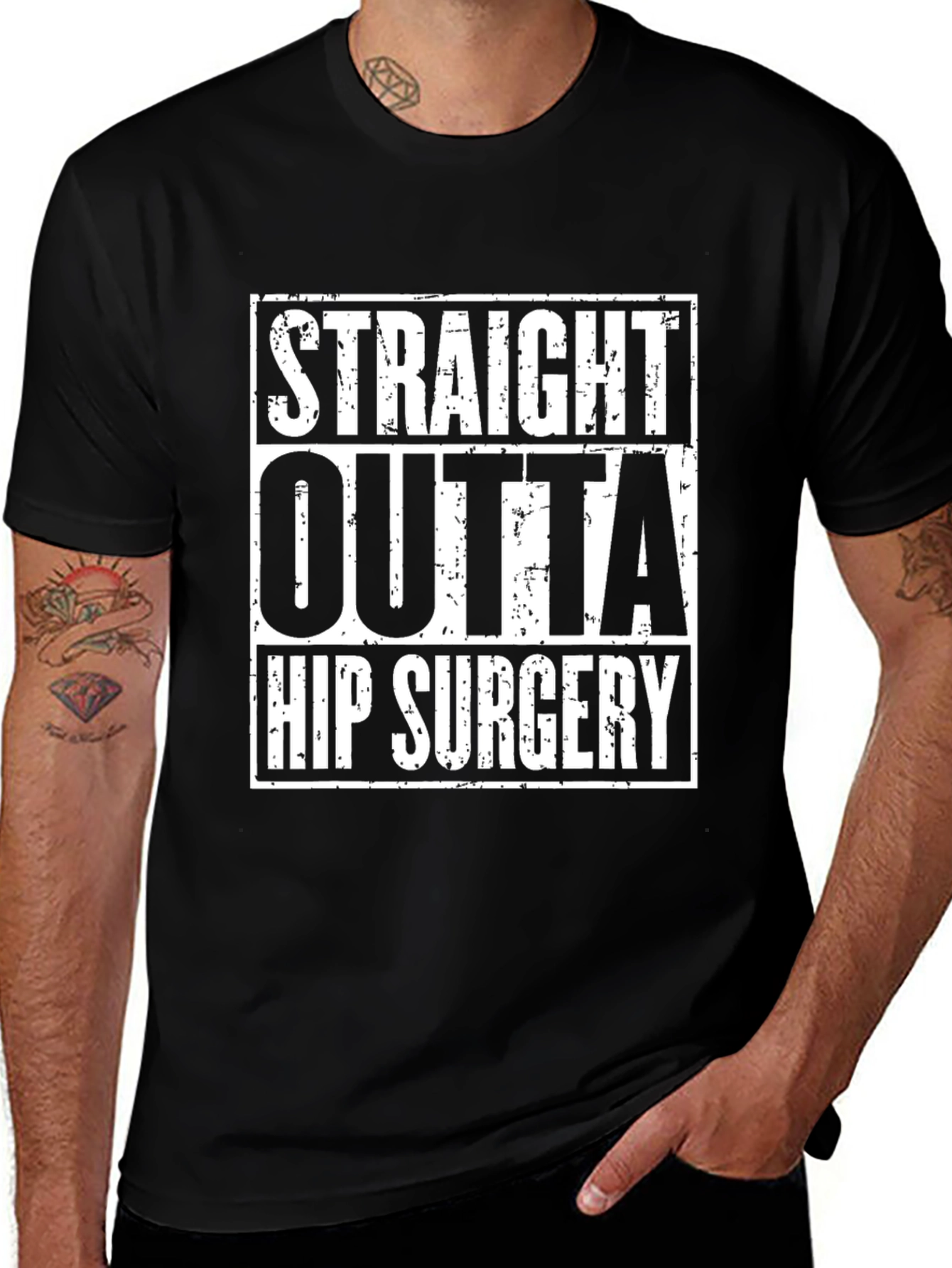 Straight Outta Hip Surgery Black Graphic Tee