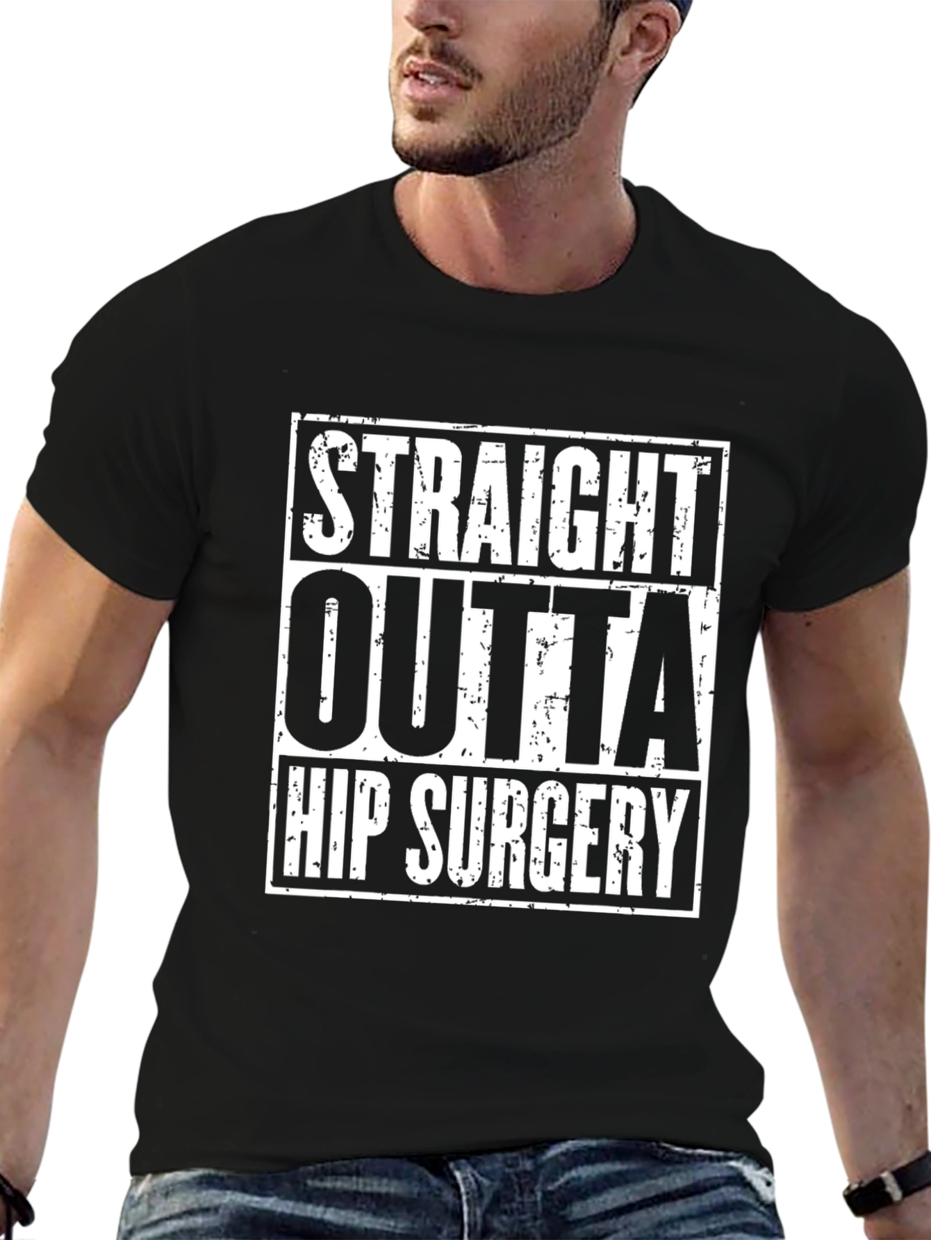 Straight Outta Hip Surgery Black Graphic Tee