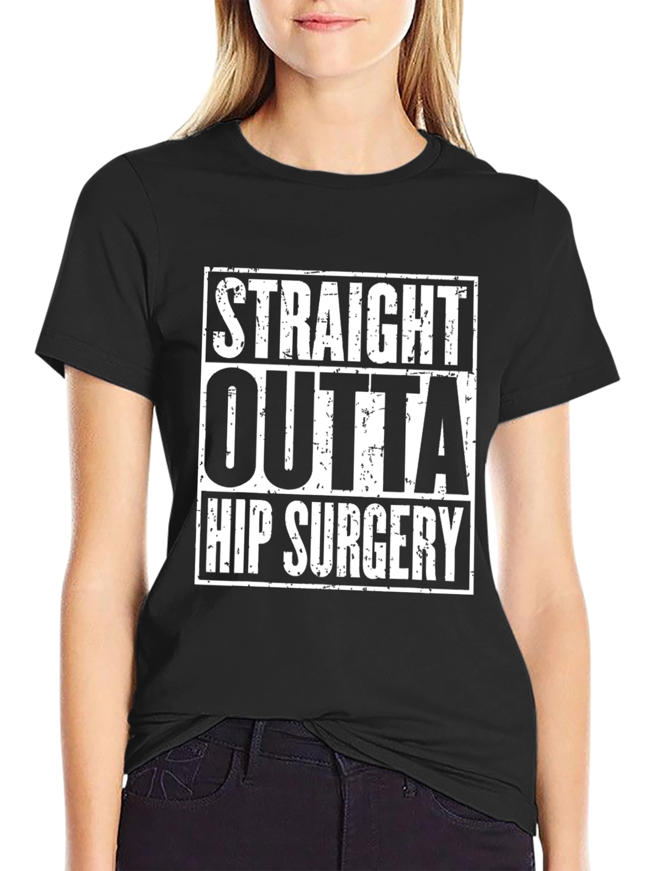Straight Outta Hip Surgery Black Graphic Tee