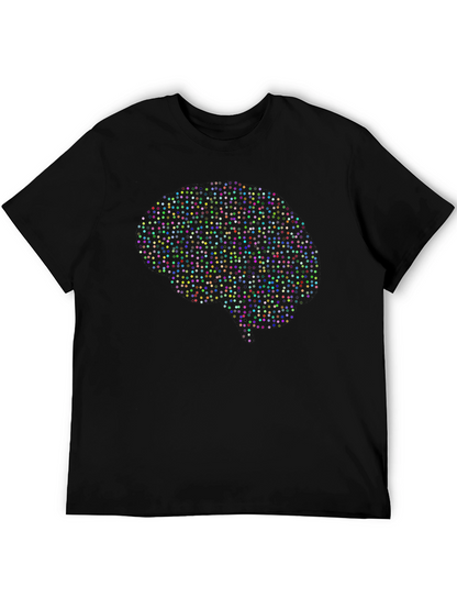 Brain Dots Graphic Tee - Black Cotton Unisex T-Shirt