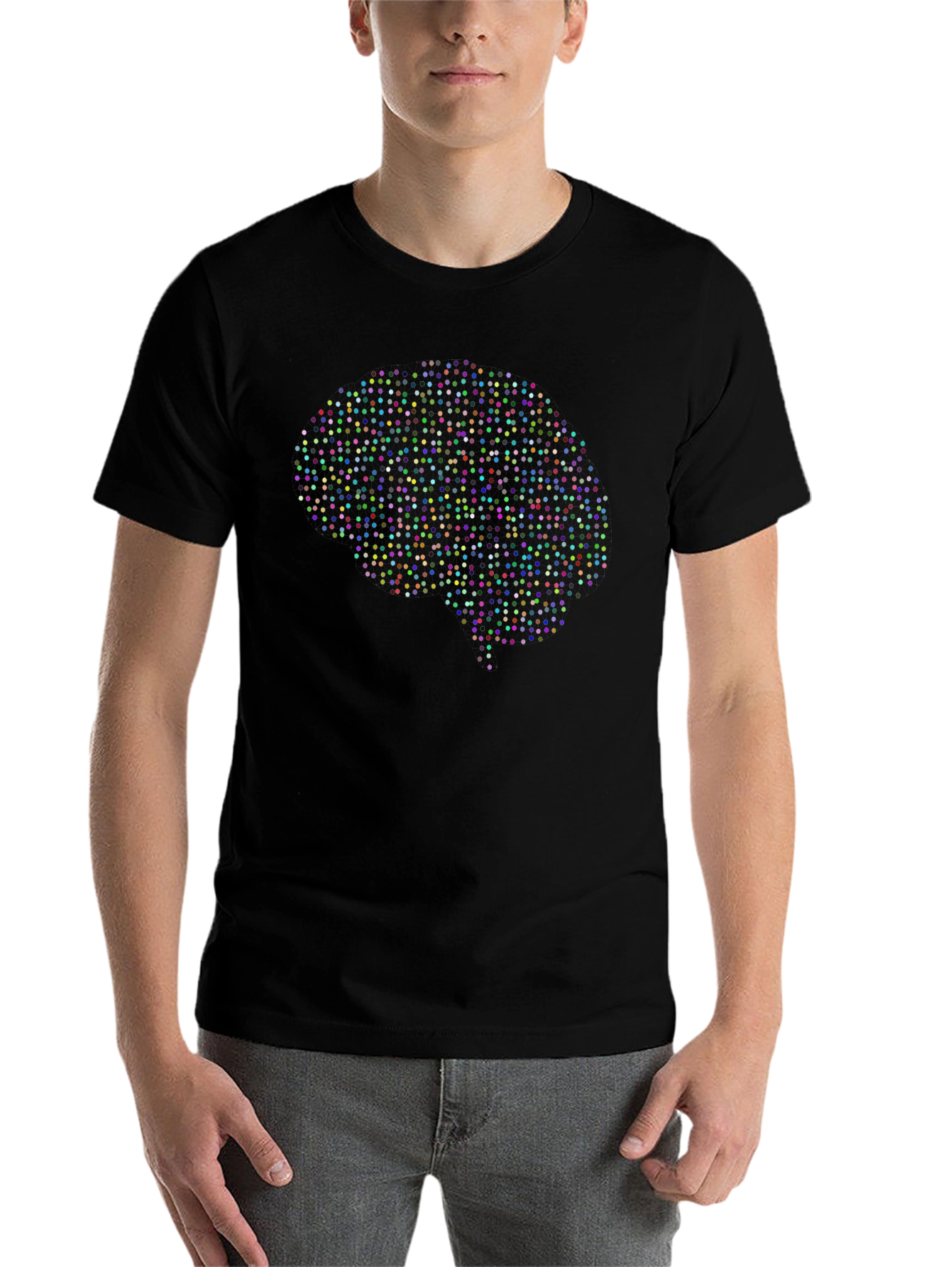 Brain Dots Graphic Tee - Black Cotton Unisex T-Shirt
