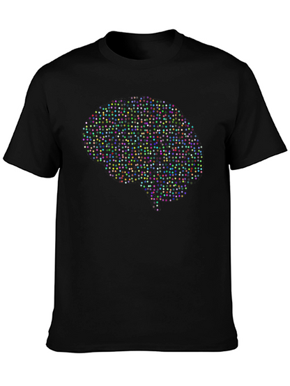 Brain Dots Graphic Tee - Black Cotton Unisex T-Shirt