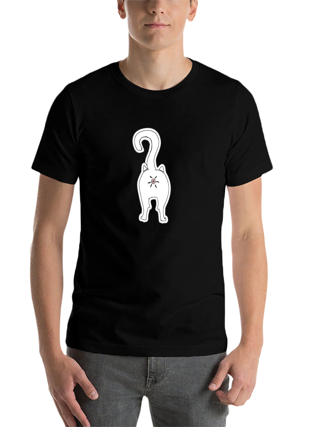 Funny Cat Butt Black T-Shirt