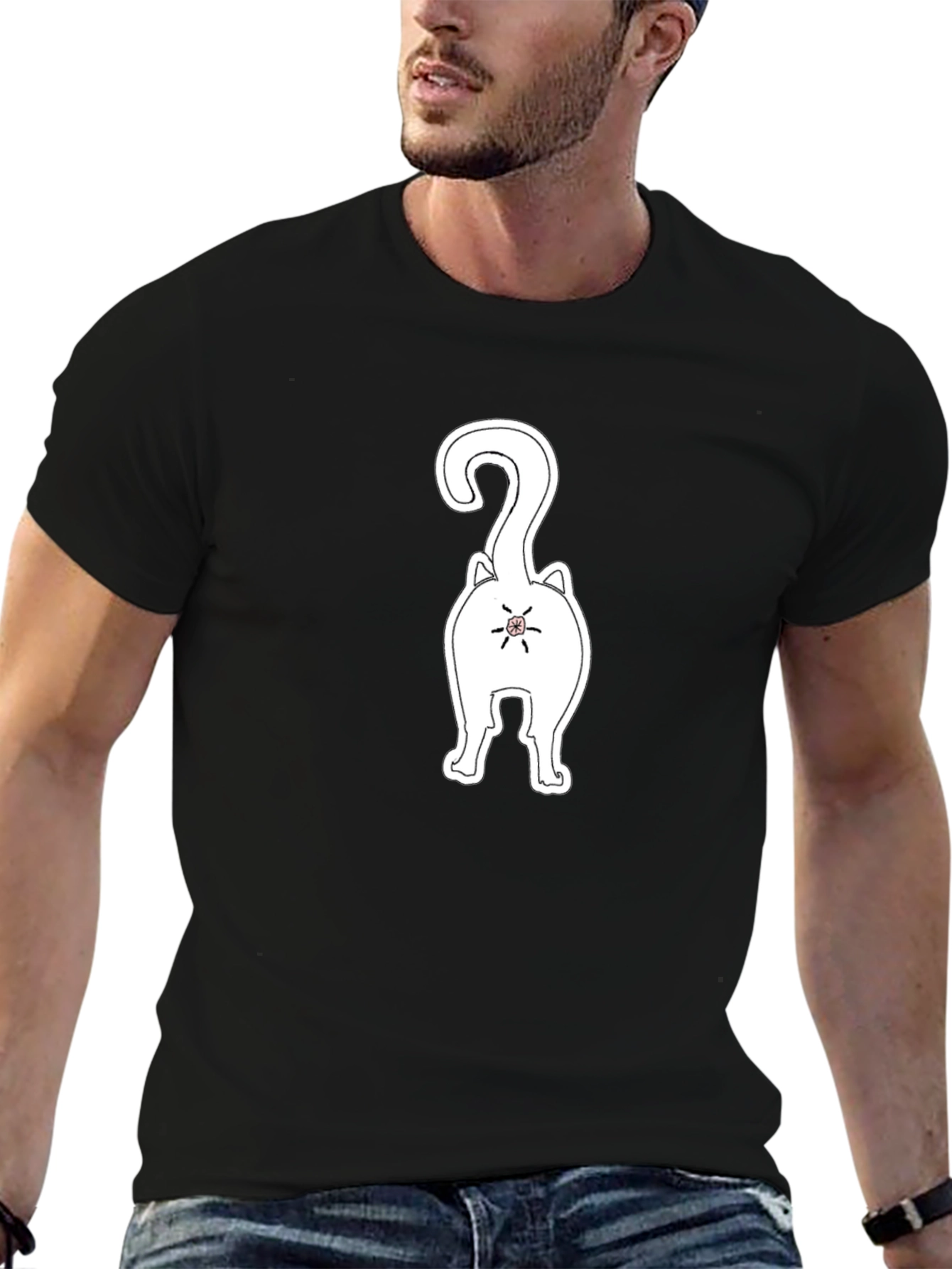 Funny Cat Butt Black T-Shirt
