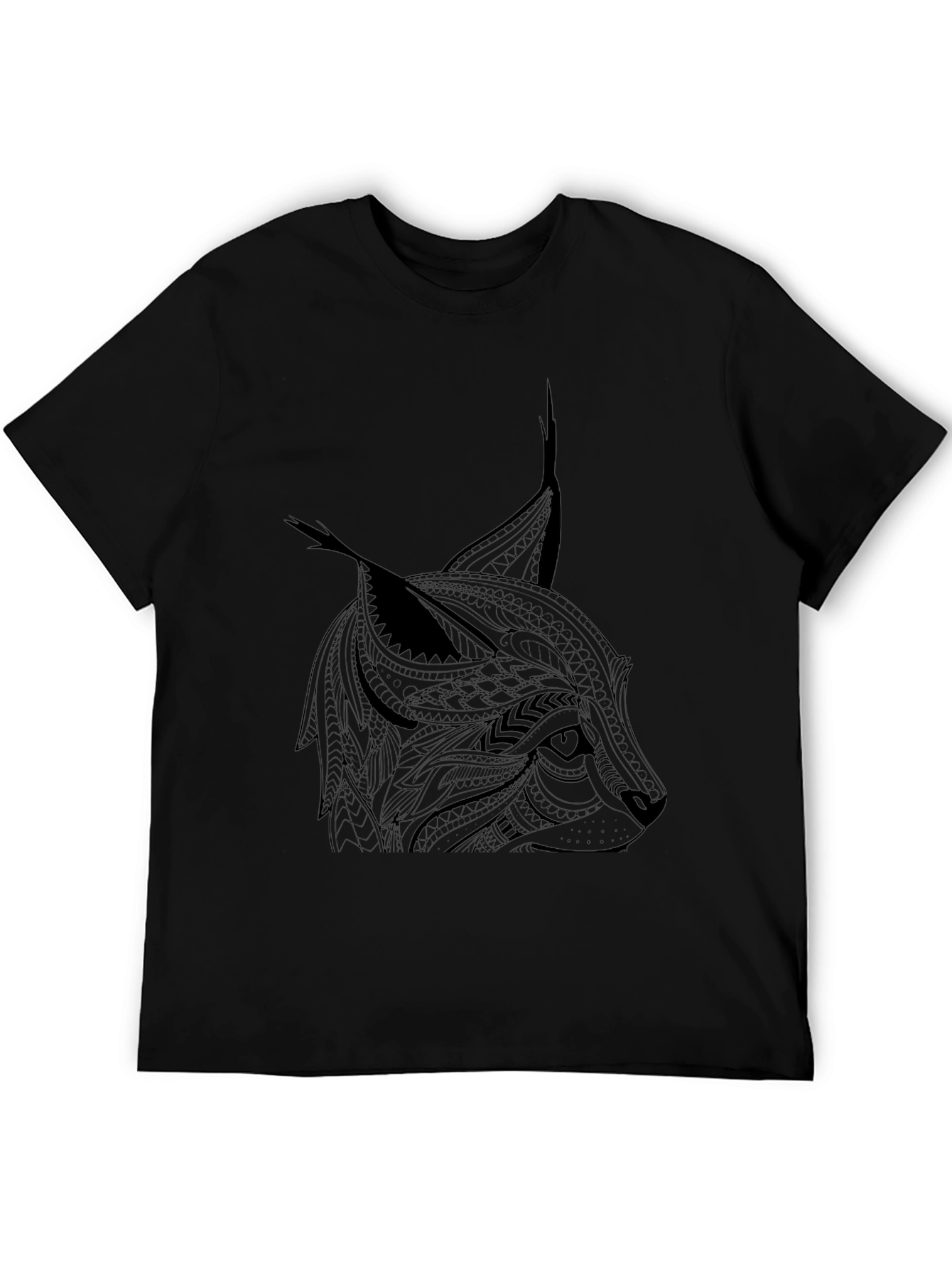 Tribal Lynx Graphic T-Shirt - Mens Black Tee