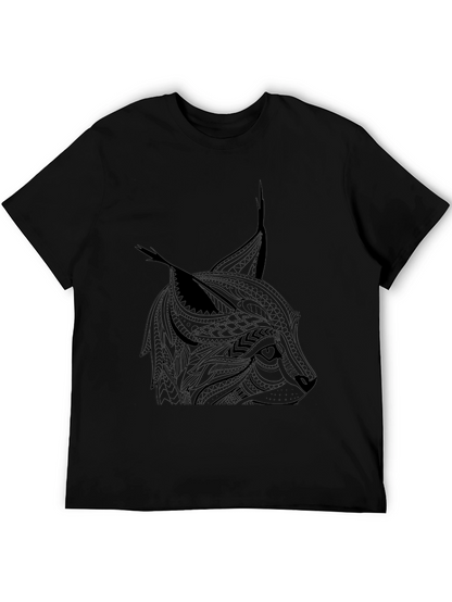 Tribal Lynx Graphic T-Shirt - Mens Black Tee
