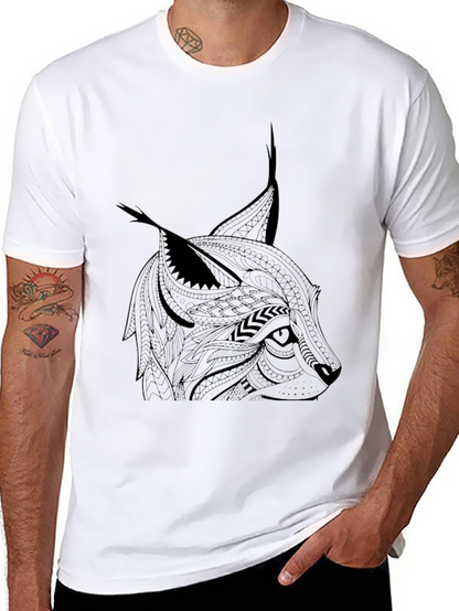 Tribal Lynx Graphic T-Shirt - Mens Black Tee