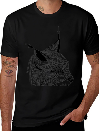 Tribal Lynx Graphic T-Shirt - Mens Black Tee